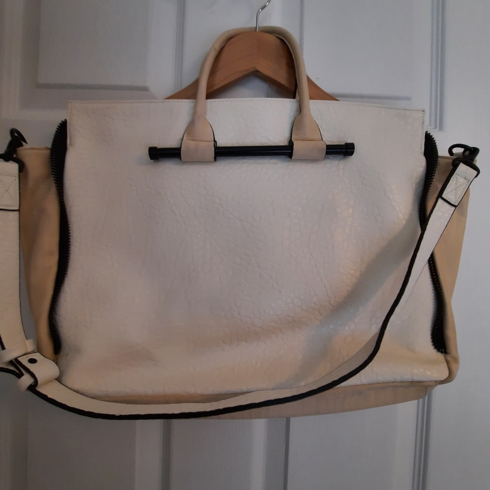 French Connection handbag, black white and cream